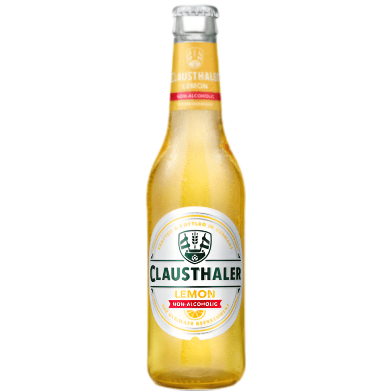 Cerveza alemana Clausthaler Lemon Sin Alcohol, de color dorado y estilo Radler