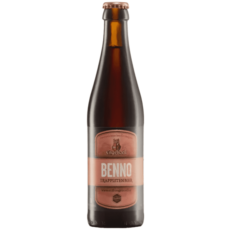 Cerveza austríaca Engelszell Benno, color ámbar, graduaciín alta y estilo Dubbel