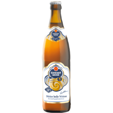 Cerveza alemana Schneider Weisse Tap 1 Meine helle Weisse, de color dorado y estilo Hefeweizen