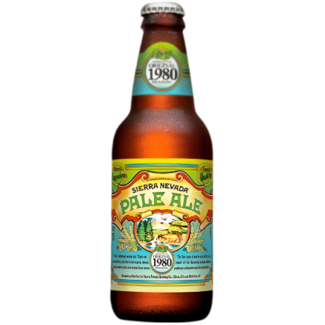 Cerveza americana Sierra Nevada Pale Ale, de color ámbar y estilo Pale Ale