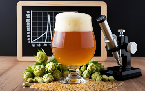 Cerveza con lupulo y cebada, ilustrando el IBU y la medición del amargor en la cerveza artesana. Guía de IBU y amargor.