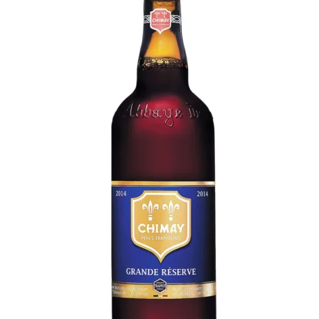Botella de Cerveza Chimay Gran Reserva (Chimay Bleue) 75 cl, cerveza trapense belga oscura con etiqueta azul