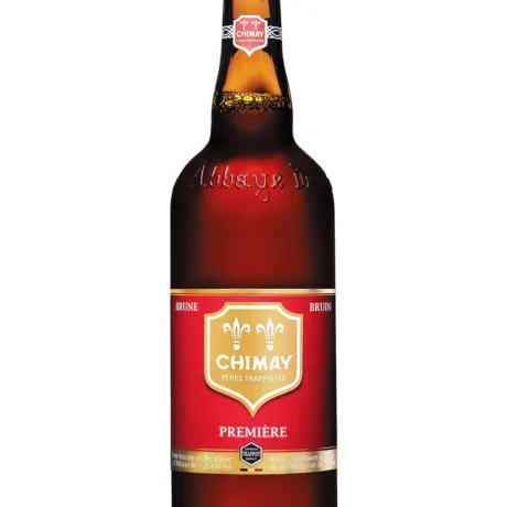 Botella de Cerveza Chimay Roja trapense de la Abadía de Scourmont en Chimay, Bélgica