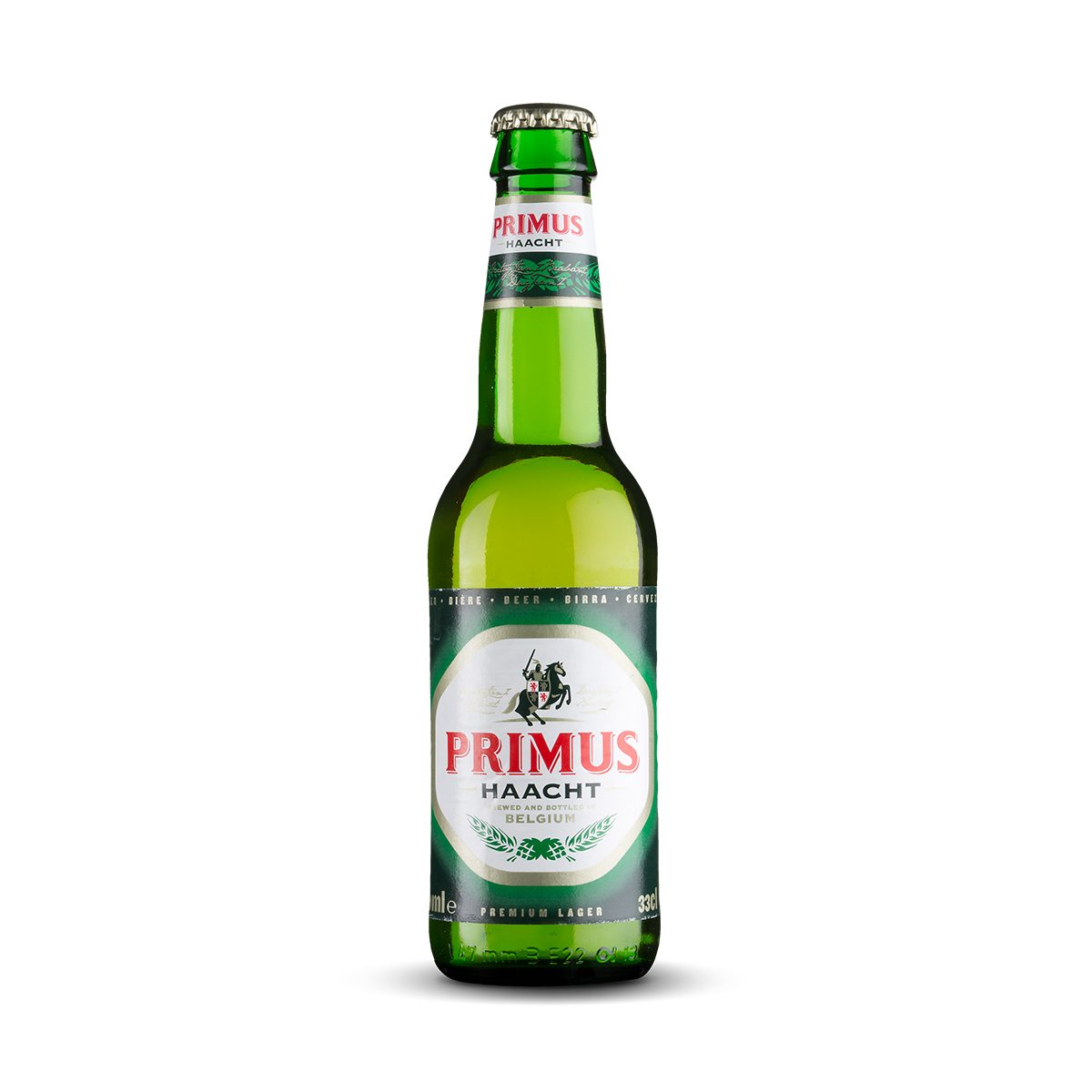 Cerveza Primus Botella de Cerveza Primus lager belga rubia de tradición centenaria