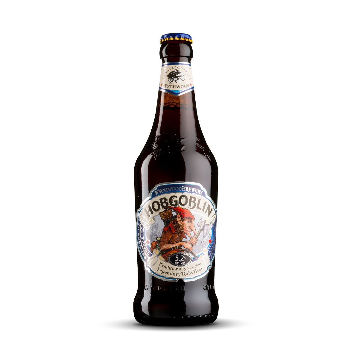 Cerveza Wychwood Hobgoblin Botella de cerveza Wychwood Hobgoblin Ale cobre rojizo