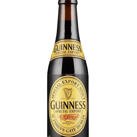 Botella de Cerveza Guinness 8, cerveza negra irlandesa-belga con etiqueta negra y dorada, notas de café tostado y chocolate