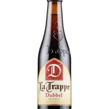 Botella de La Trappe Dubbel cerveza trapense oscura de la Abadía de Koningshoeven