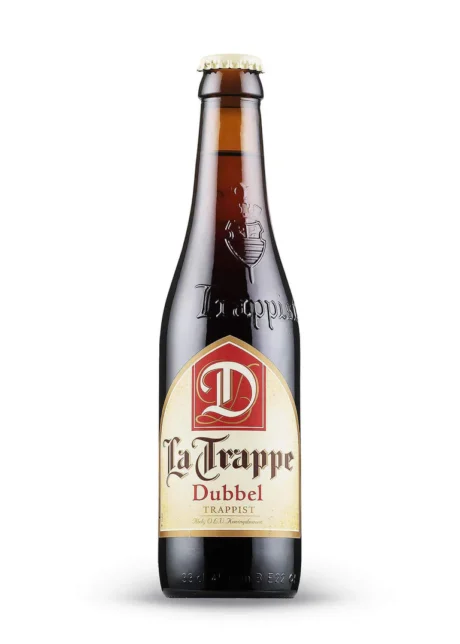Botella de La Trappe Dubbel cerveza trapense oscura de la Abadía de Koningshoeven