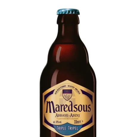 Botella de Cerveza Maredsous 10 con etiqueta de la Abadía de Maredsous