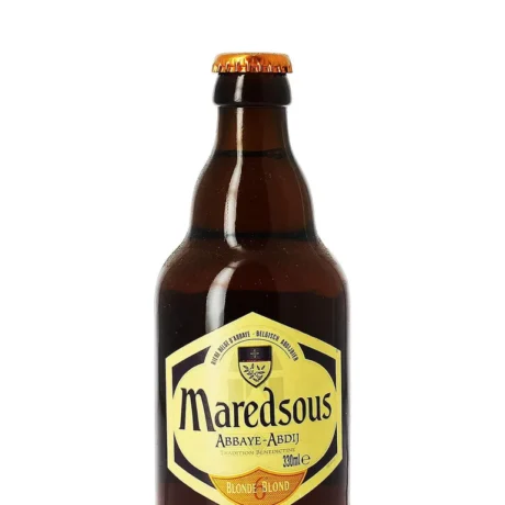Botella de Cerveza Maredsous 6 rubia belga monástica con aroma afrutado y notas especiadas