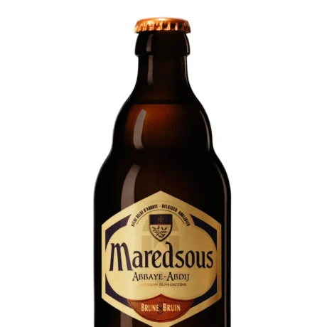 Botella de Cerveza Maredsous 8 trapense belga estilo dubbel oscura con etiqueta monástica