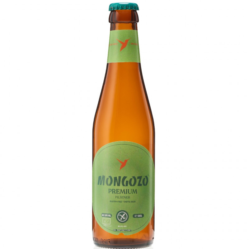Mongozo sin gluten Botella de Cerveza Mongozo Sin Gluten, Pilsner belga orgánica y premiada