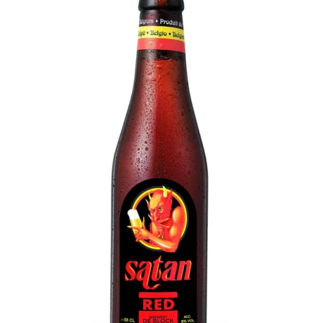 Botella de Cerveza Satan Red red ale belga artesanal con maltas oscuras, lúpulos de Brabante y levadura especial