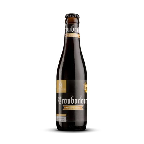 Botella de Cerveza Troubadour Imperial Stout de Brouwerij The Musketeers
