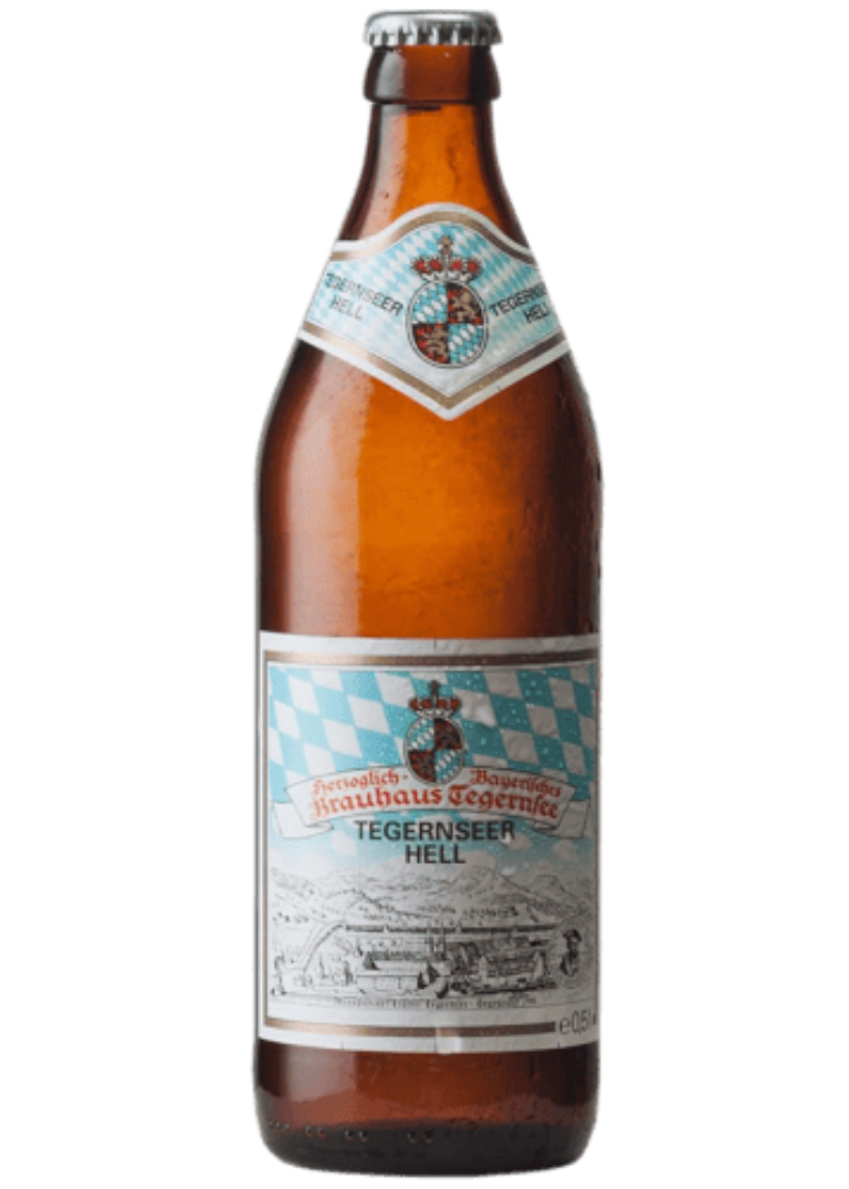 Cerveza Tegernsee Hell (1) Cerveza alemana Tegernsee Hell, lager bávara de 4,8% alcohol, botella de 50cl originaria de los Alpes.