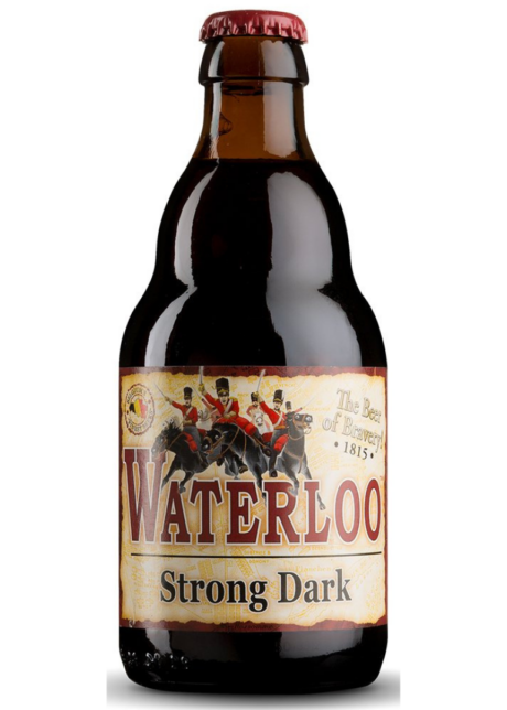 Cerveza belga oscura Waterloo Dubbel Dark de 8,5% alcohol, elaborada en la granja de Mont-Saint-Jean.