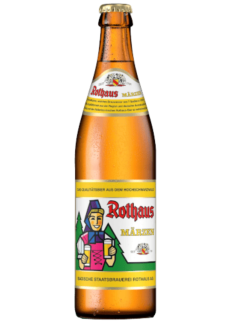 Cerveza alemana Rothaus Märzen de 50cl, estilo Lager de la Selva Negra con 5,6% de alcohol y color ámbar.