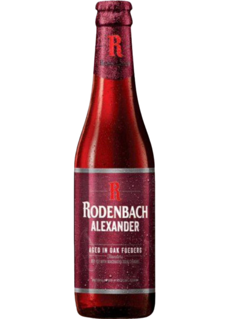cerveza Rodenbach Alexander Cerveza belga Flanders Red Ale Rodenbach Alexander de 5,6% alcohol, envejecida en roble con cerezas agrias.